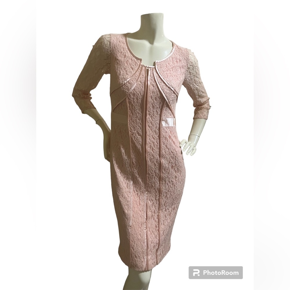 VENI INFANTINO for Ronald Joyce Blush Pink Lace and Satin Dress